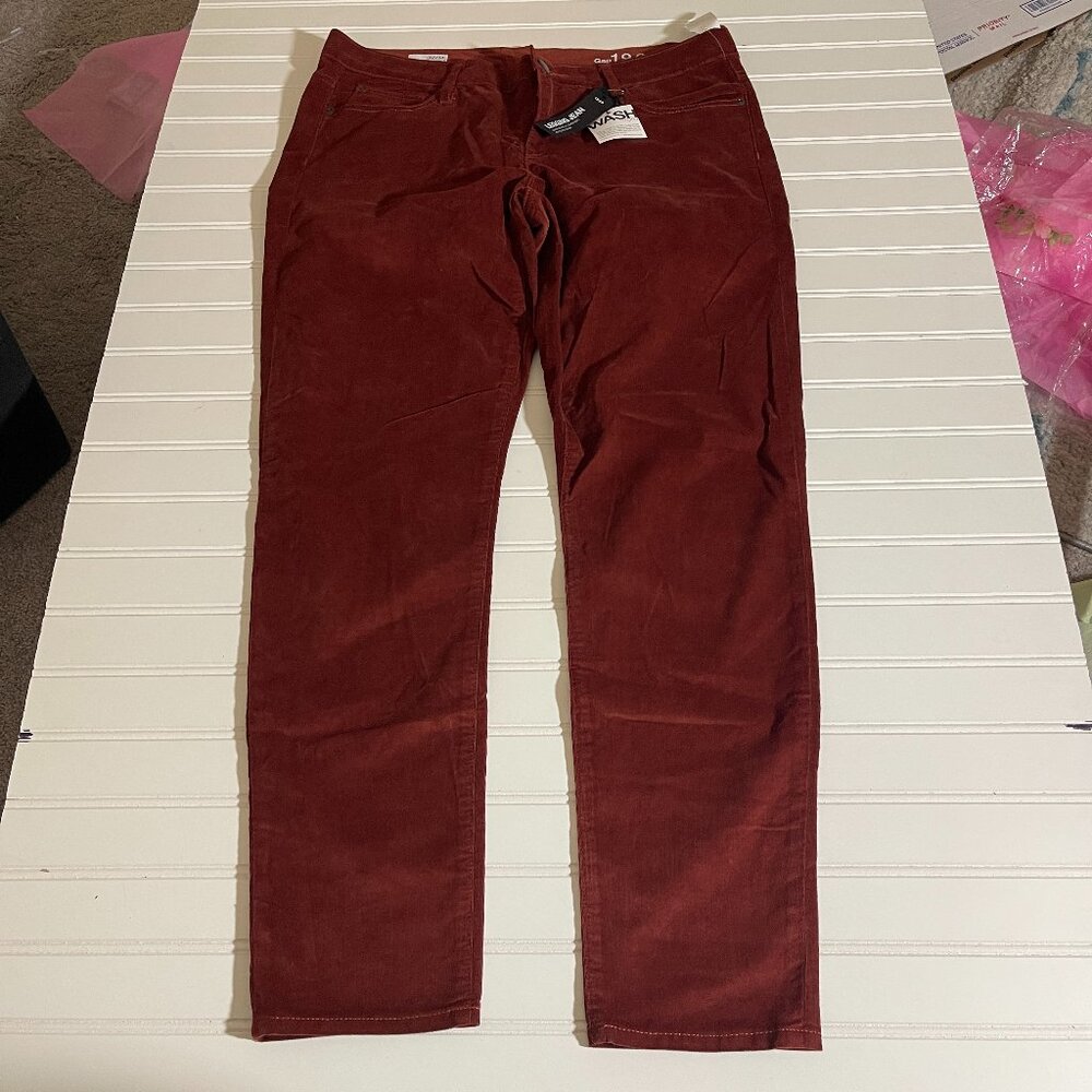 NWT GAP 1969 Sateen Corduroy Brown/Orange Leggin Jeans, Size 32/14 R